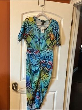 Ashley Stewart Multicolor Snakeskin-Print One-Piece Bodysuit